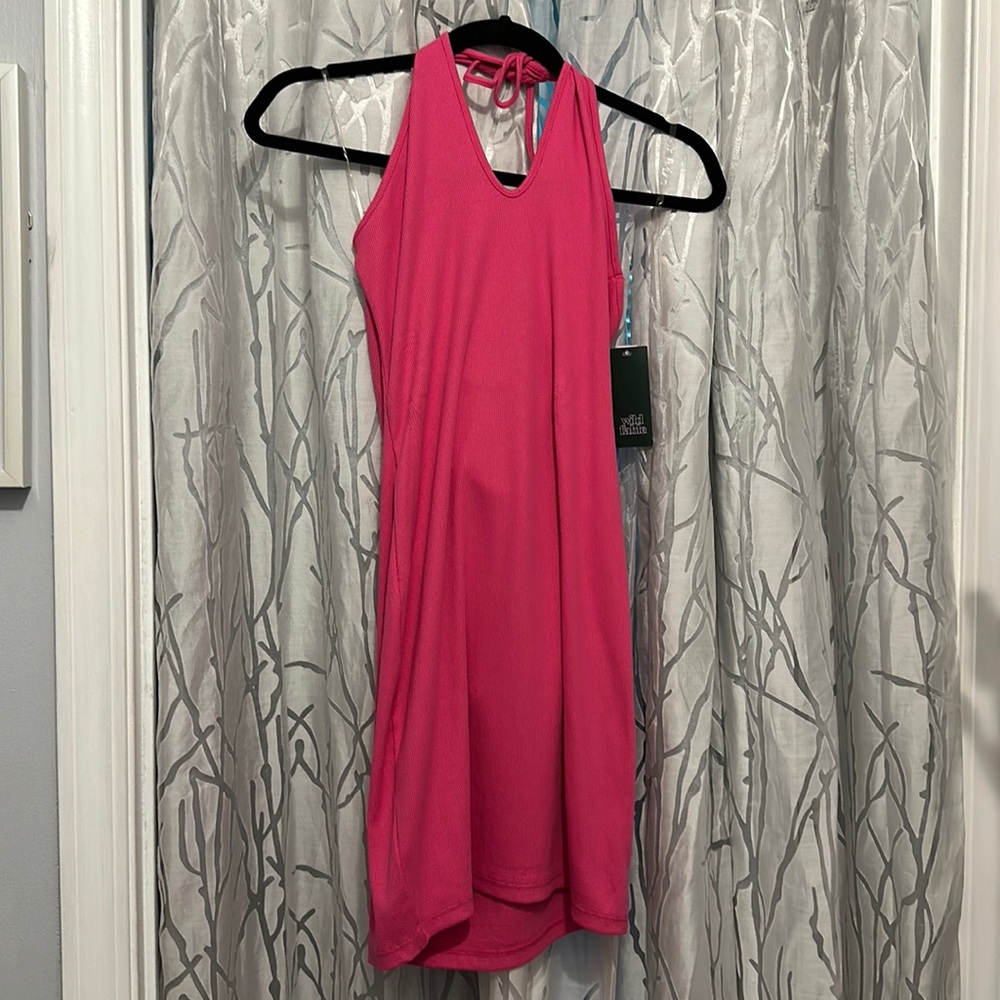 Wild Fable NWT Women's L pink, Rib Halter Neck Bodycon Mini Dress